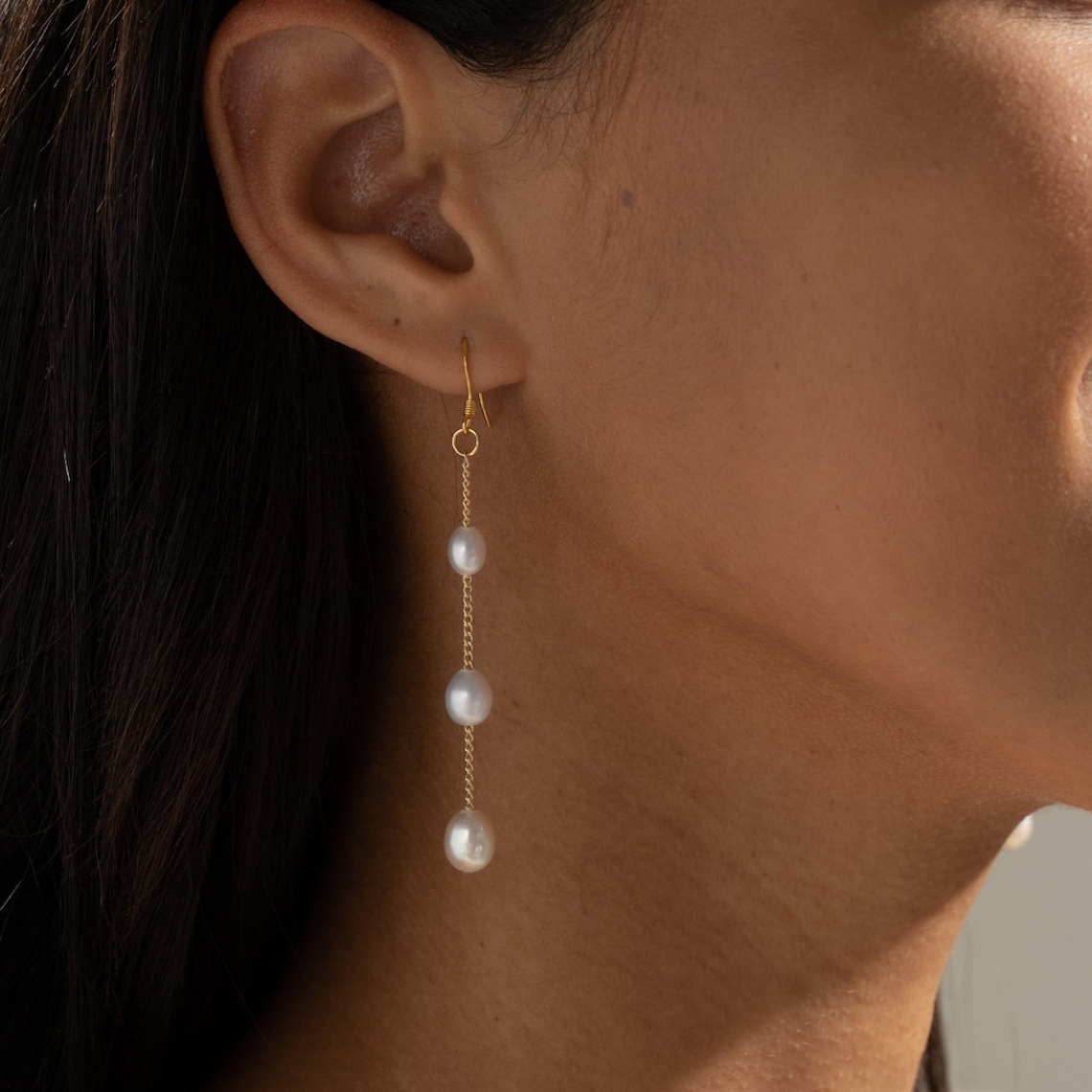 Varias gotas de perlas - pendientes colgante
