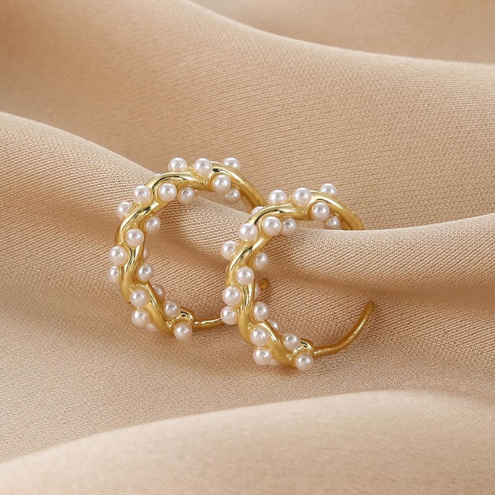 Pendientes de perlas artificiales - Pendientes elegantes de perlas