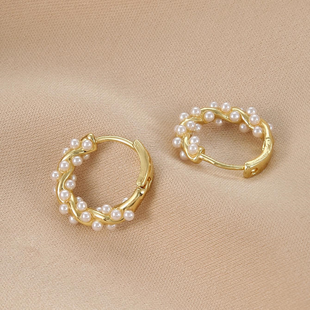 Pendientes de perlas artificiales - Pendientes elegantes de perlas