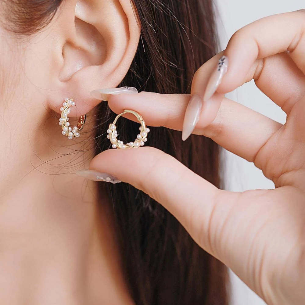 Pendientes de perlas artificiales - Pendientes elegantes de perlas
