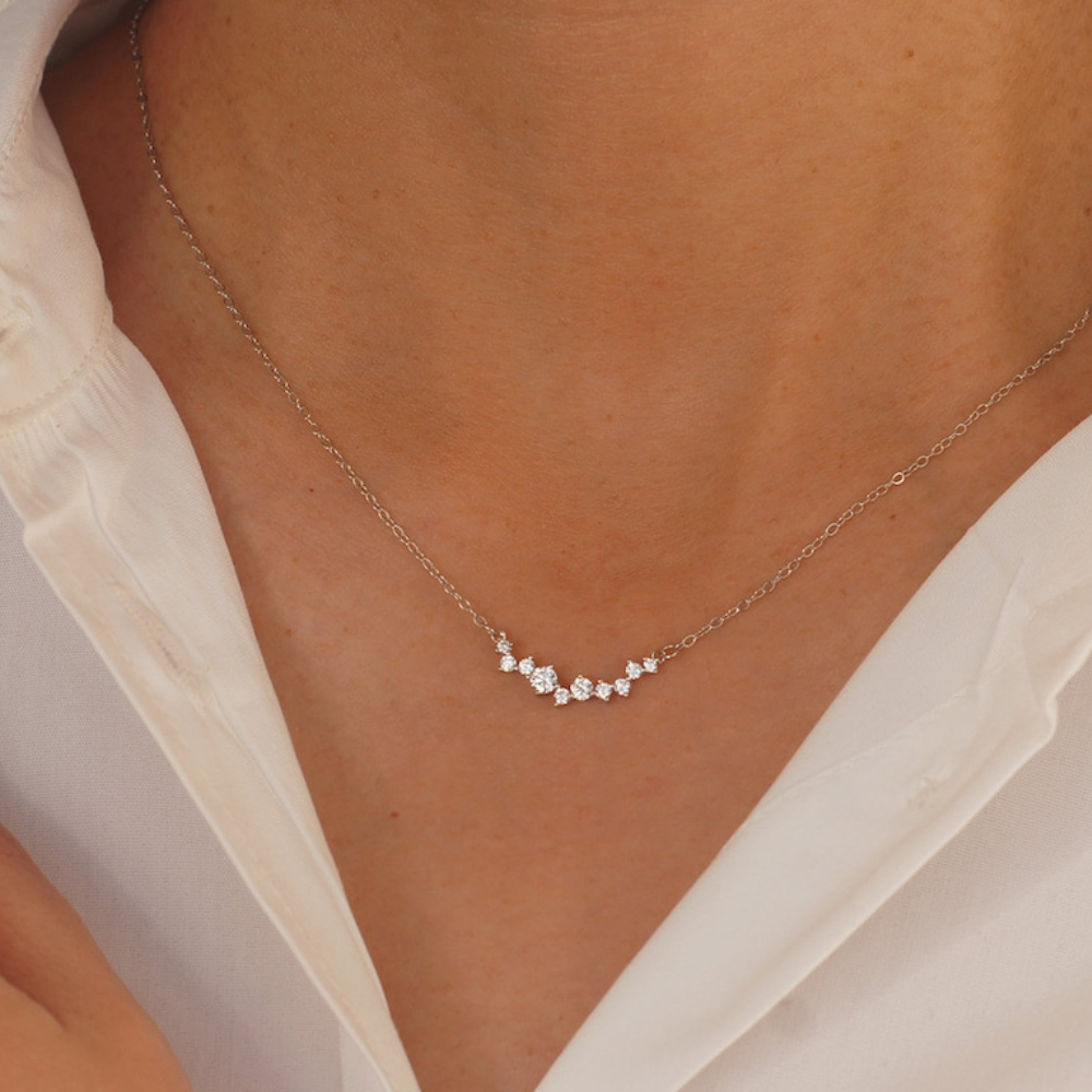 Collar de sonrisa con diamantes - Collar delicado de diamantes