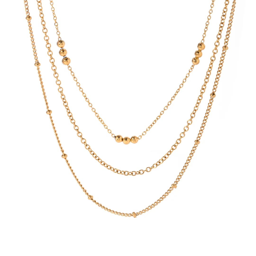 Alina – Collar Dorado de Tres Capas
