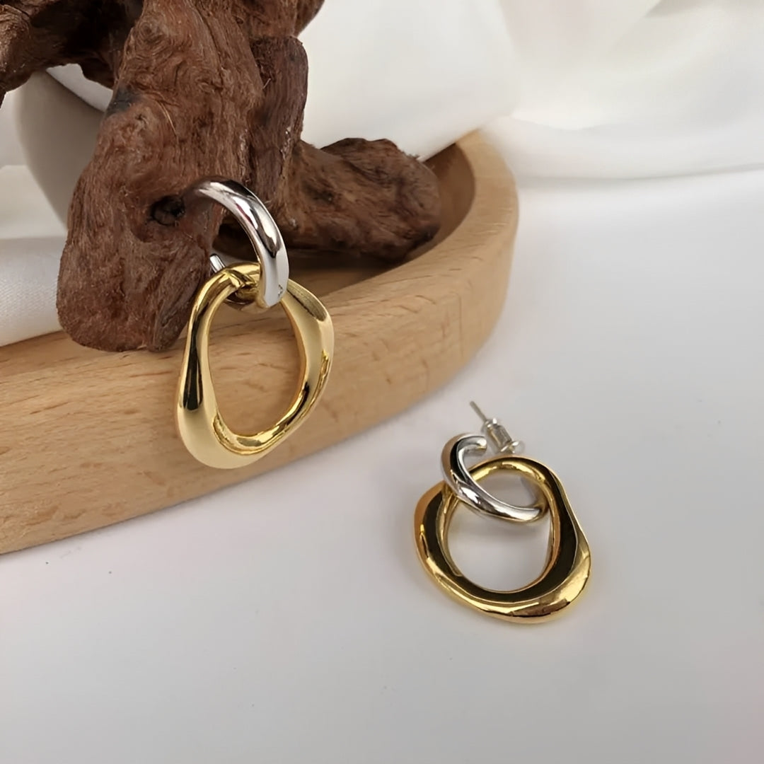 Ana – Pendientes Retro Bicolor Desmontables