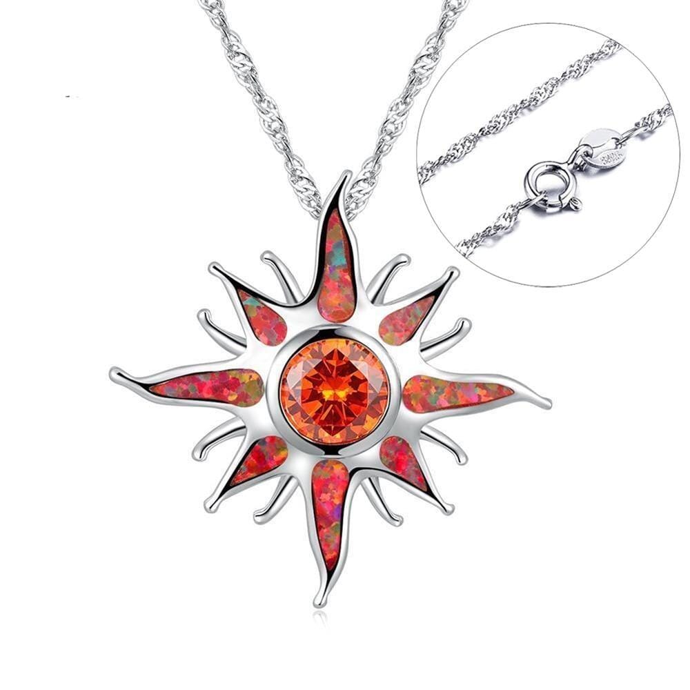 Yani – Collar Pendiente Esplendor Solar en Ópalo de Fuego & Granate