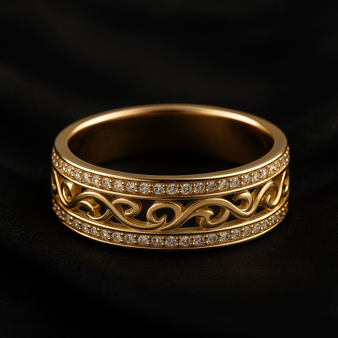 Jevy – Anillo Dorado Calado Brillante