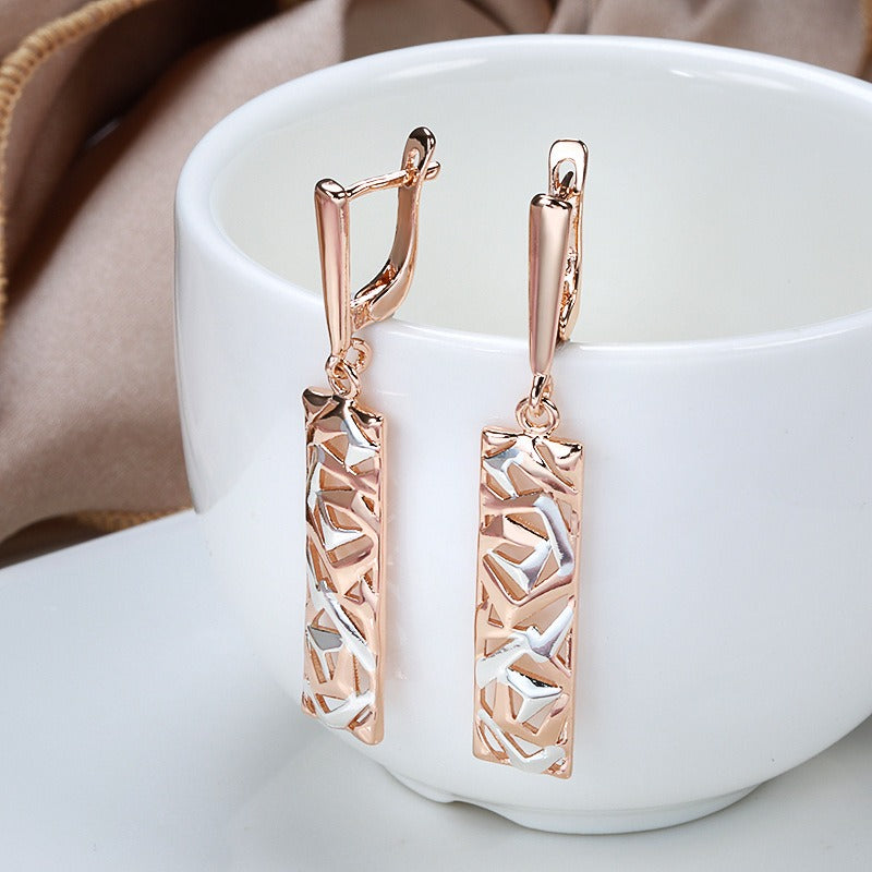 Clarisse – Pendientes elegantes rectangulares en oro y plata