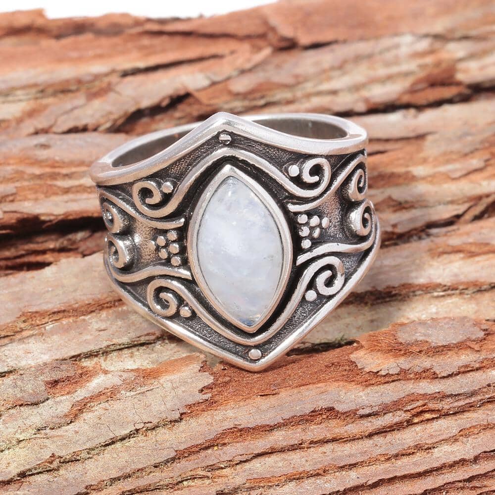 Arianne – Anillo Auténtico Piedra de Luna & Plata