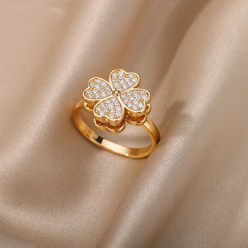 Dazel – Anillo Anti-Estrés Giratorio Trébol de 4 Hojas