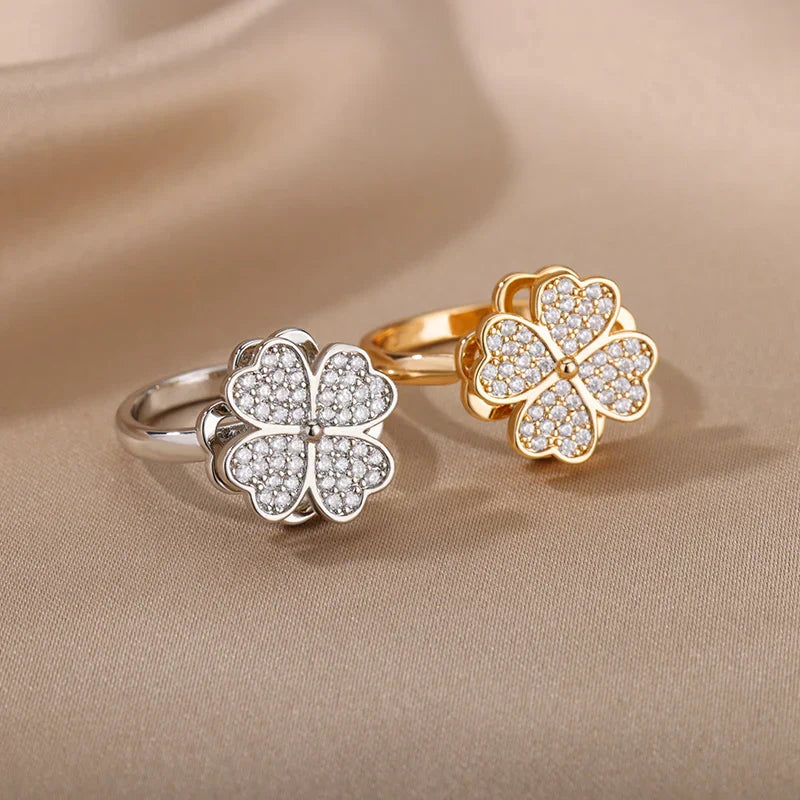 Dazel – Anillo Anti-Estrés Giratorio Trébol de 4 Hojas
