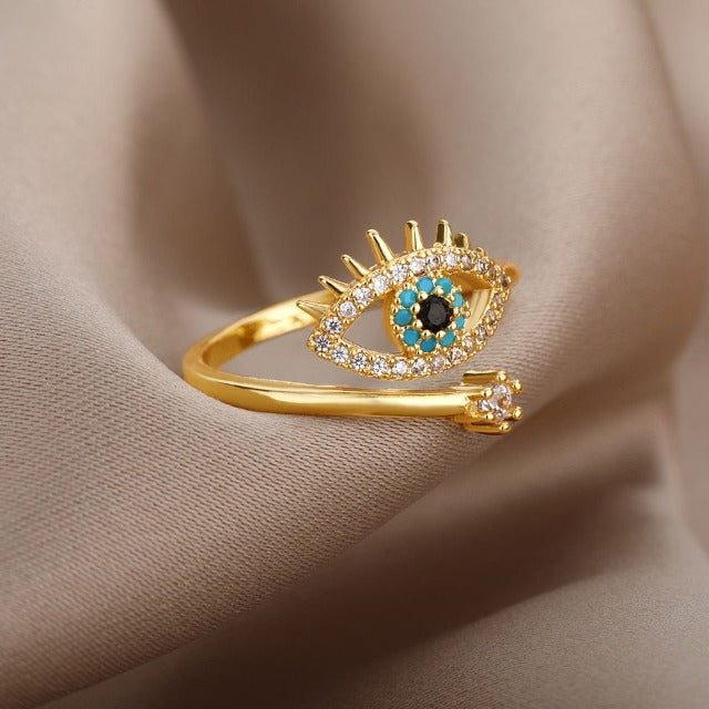 Amaris – Anillo Protector Ojo Azul y Diamante