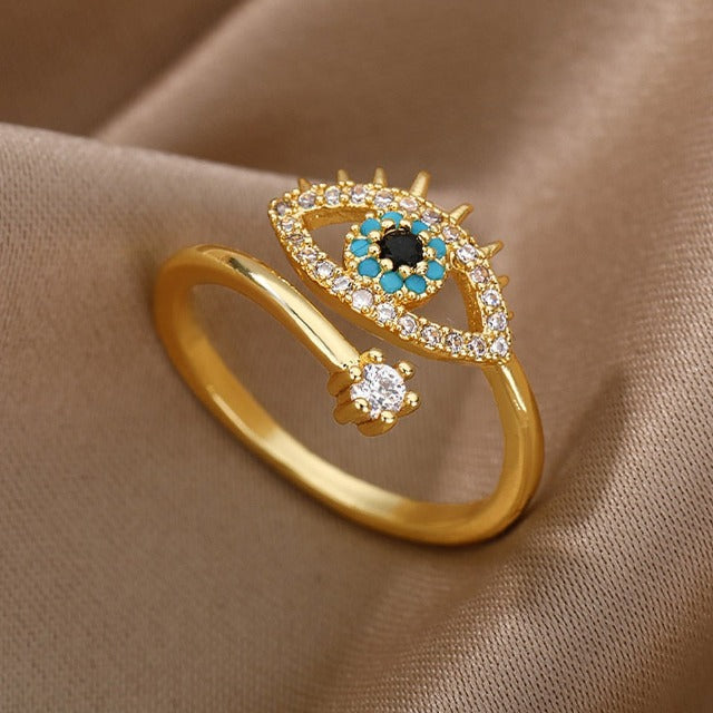 Amaris – Anillo Protector Ojo Azul y Diamante