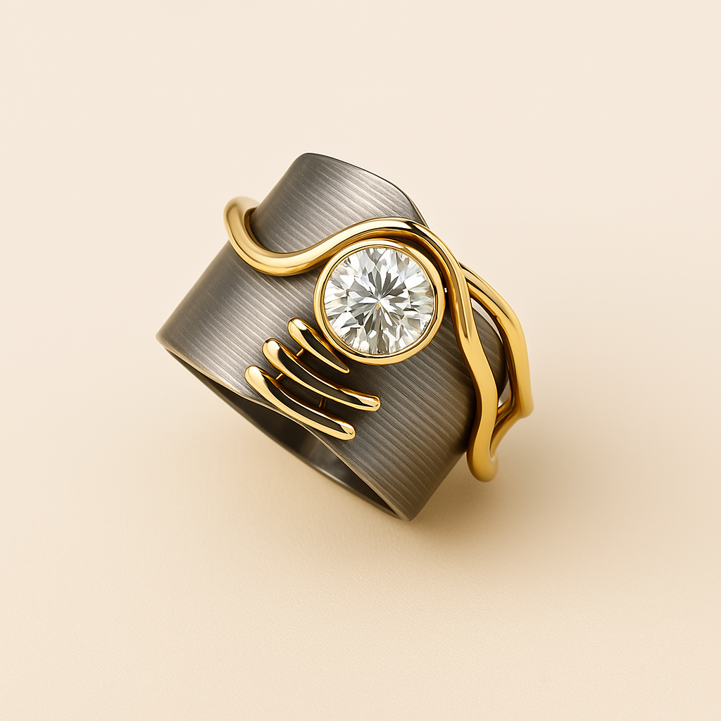 Maelis – Anillo Vintage en Plata Oscura con Circonita