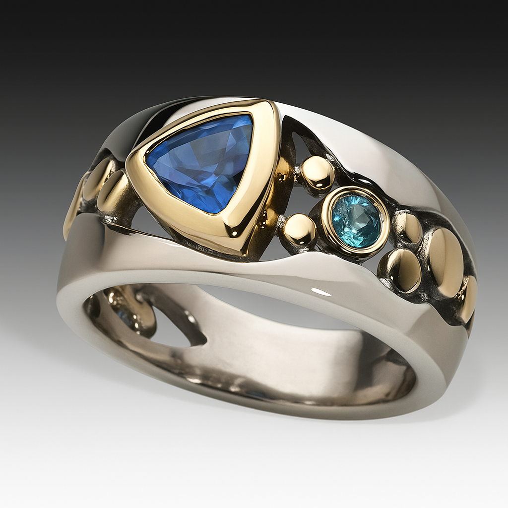 Janice – Anillo Bohemio Vintage en Circonita Azul