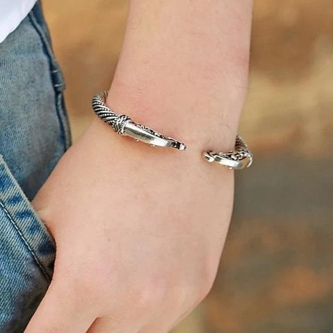 Ragnar – Pulsera Vikingo Hombre Estilo Antiguo en Plata o Dorado