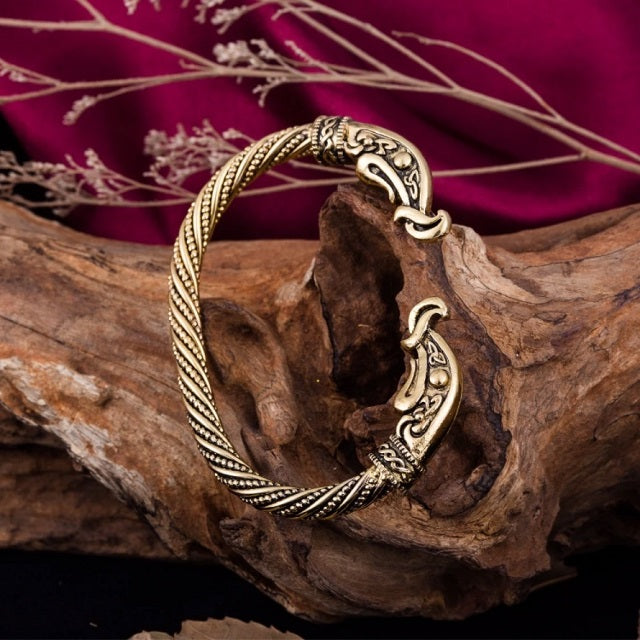 Ragnar – Pulsera Vikingo Hombre Estilo Antiguo en Plata o Dorado