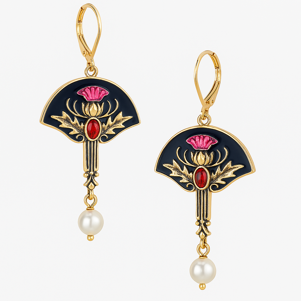 Raisa – Pendientes Boho con Perlas y Cristal Rojo