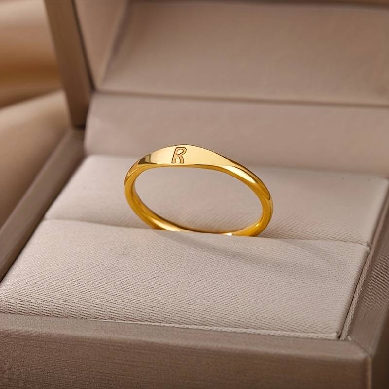 Anillo Minimalista - Anillo Minimalista con Inicial Grabada