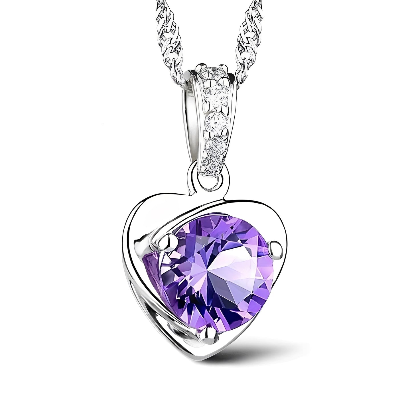 Eliane – Pendiente Corazón en Plata & Ametista