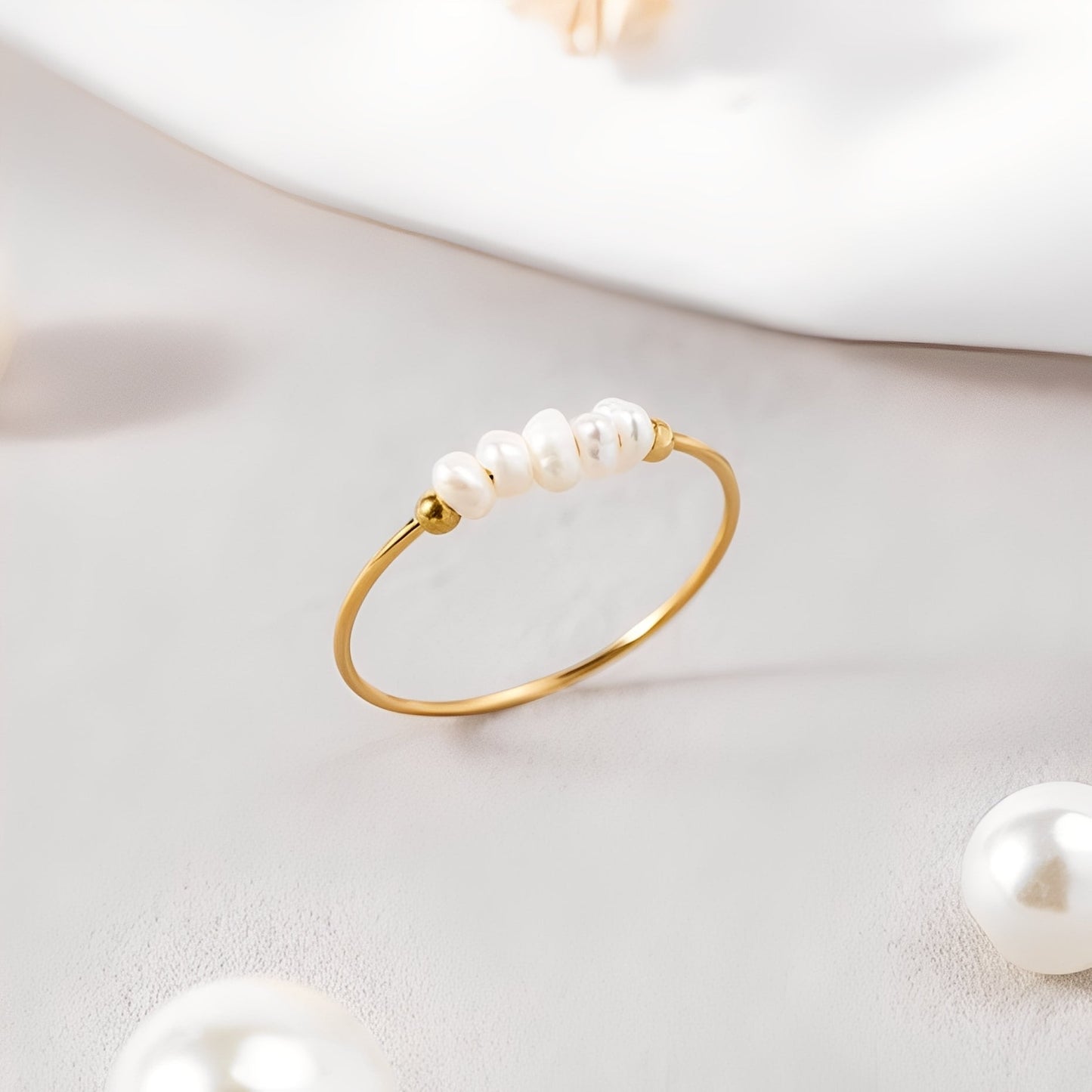 Maelia – Anillo Clásico de Perla de Agua Dulce
