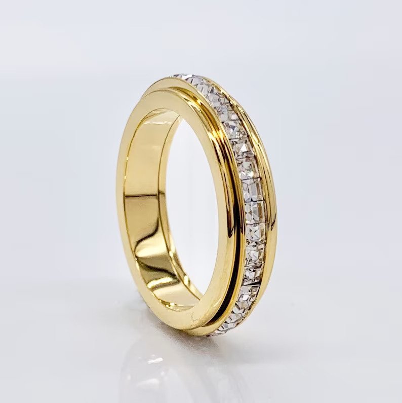 Alessia – Anillo Fidget Giratorio de Declaración de Cristal