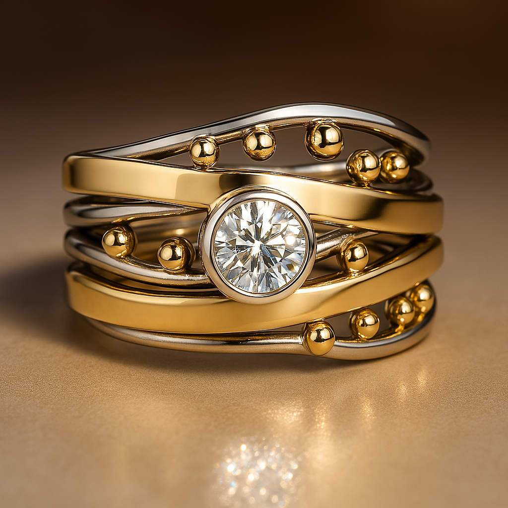 Dalia – Anillo Vintage Dorado con Circonita Incrustada