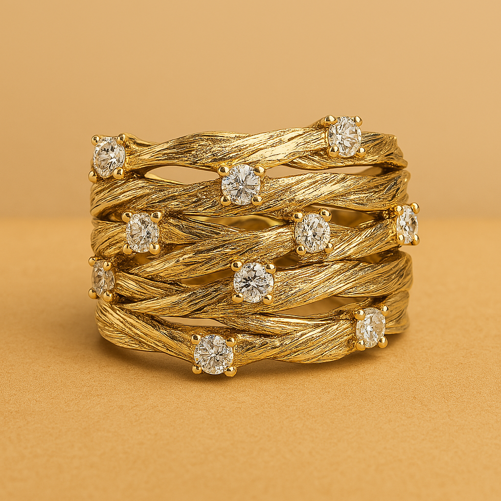 Marisse – Anillo Dorado Estilo Vintage con Brillo Sutil