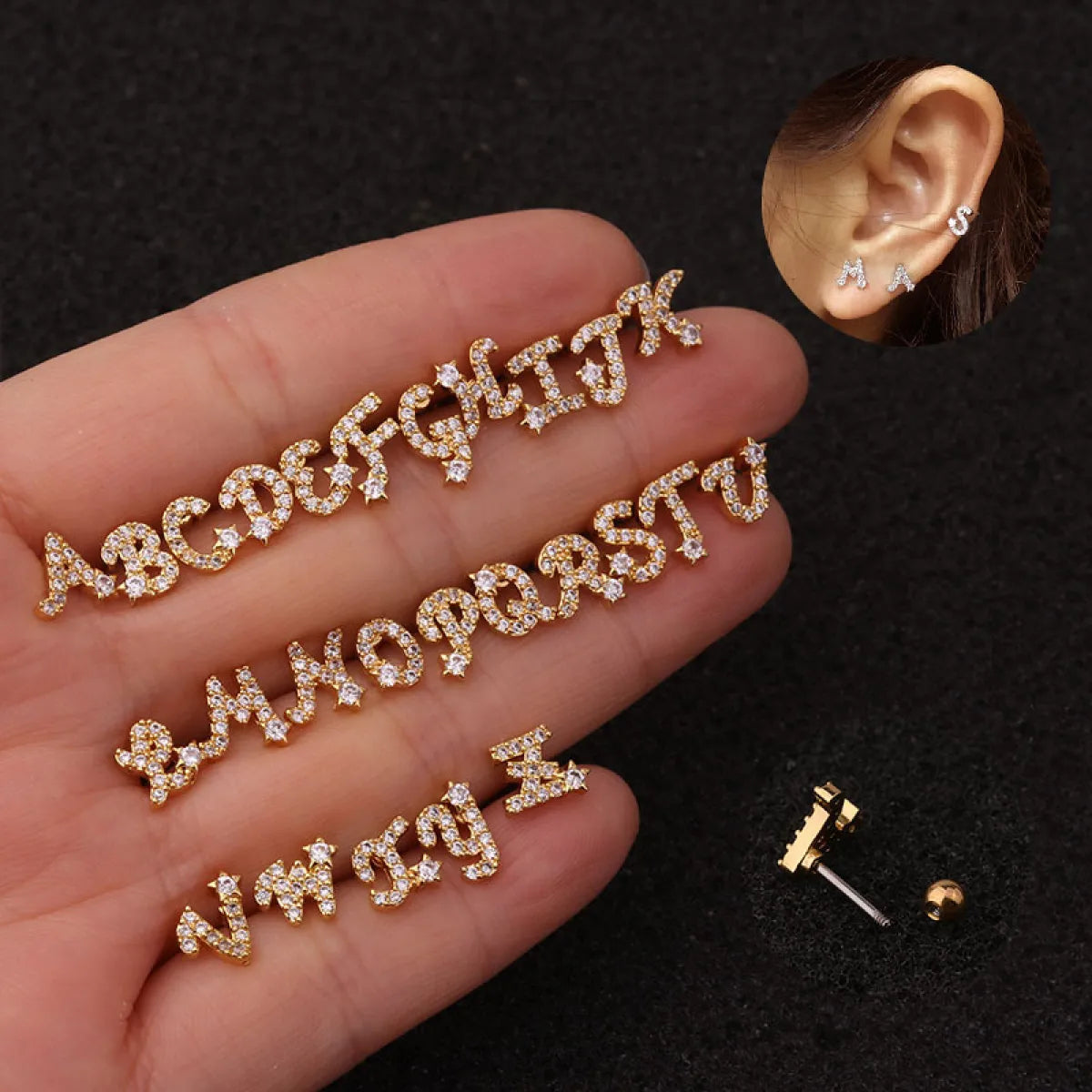 Pendientes de Iniciales de Plata CZ - Pendientes delicados