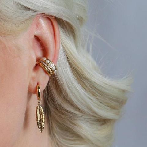Bree – Mancheta de Oreja Dorada Pavé de Cristales