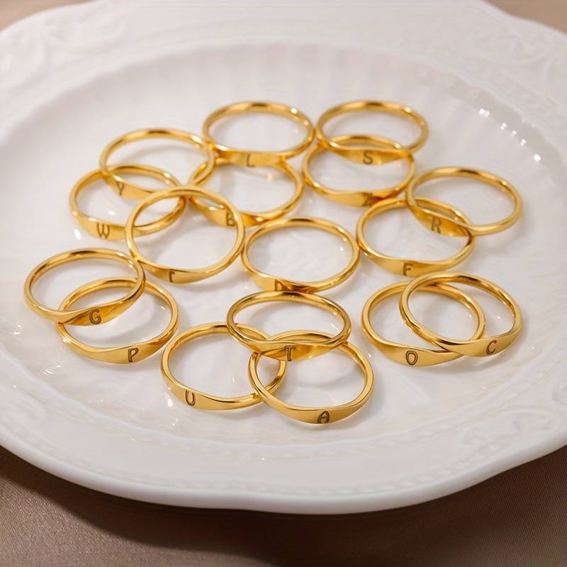 Anillo Minimalista - Anillo Minimalista con Inicial Grabada