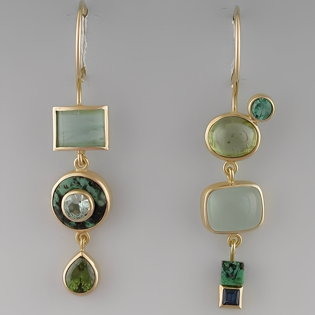 Nadia – Pendientes Retro Verdes Colgantes