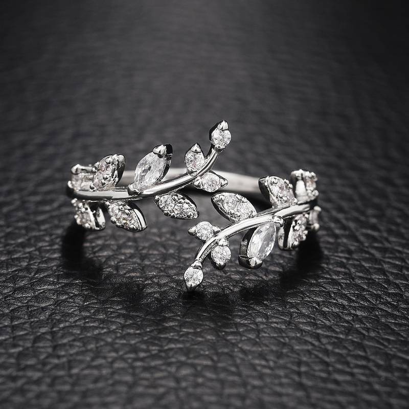 Anillo de Hoja de Rama - Anillo de Hoja de Árbol