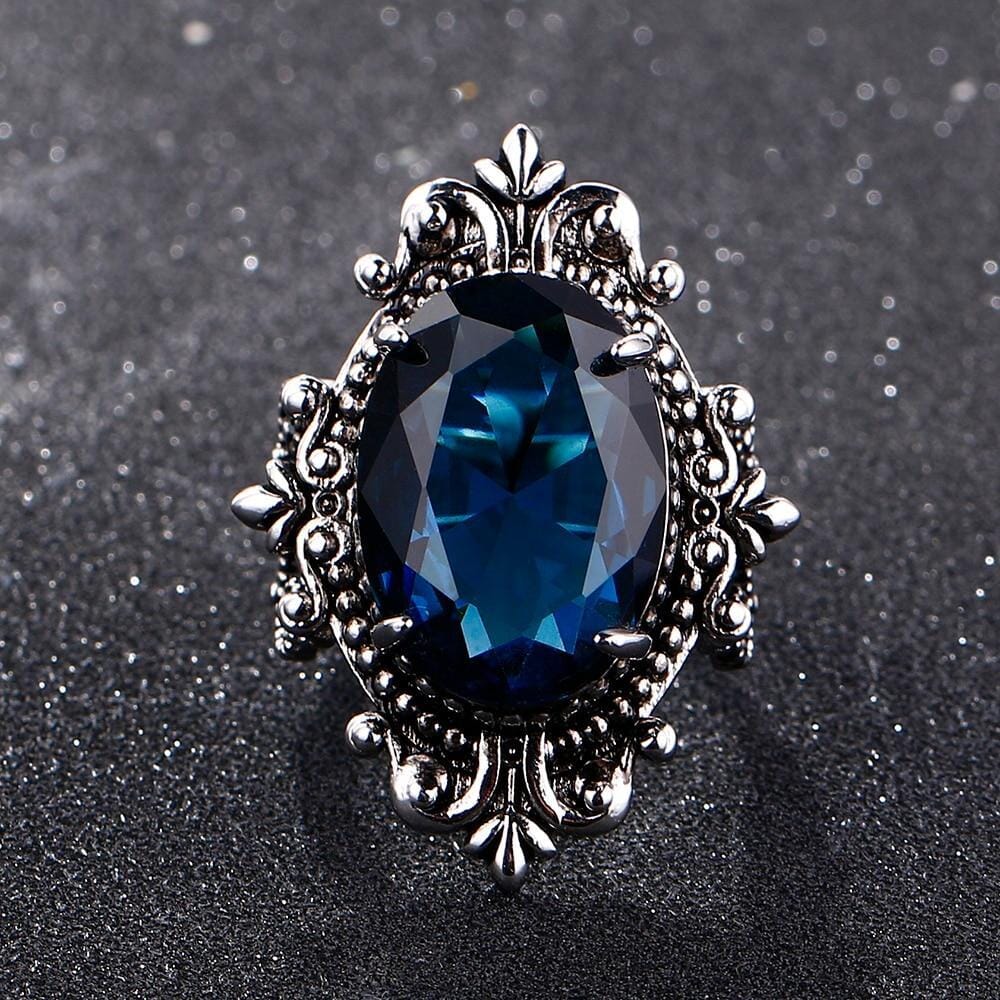 Ysoria – Anillo Pavo Real en Zafiro Azul Vintage