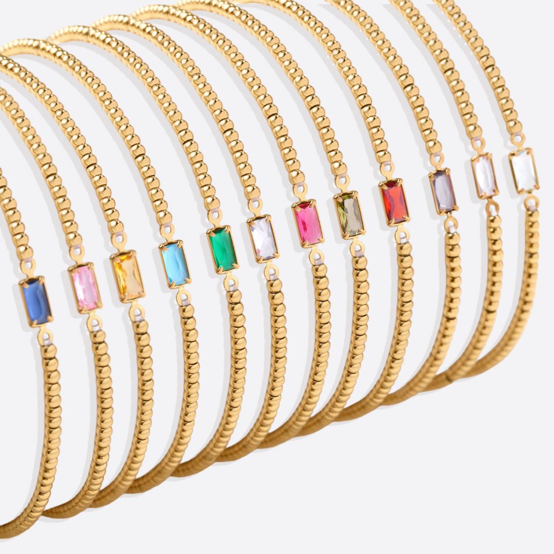 Aitana – Pulsera Dorada con Piedra Natal
