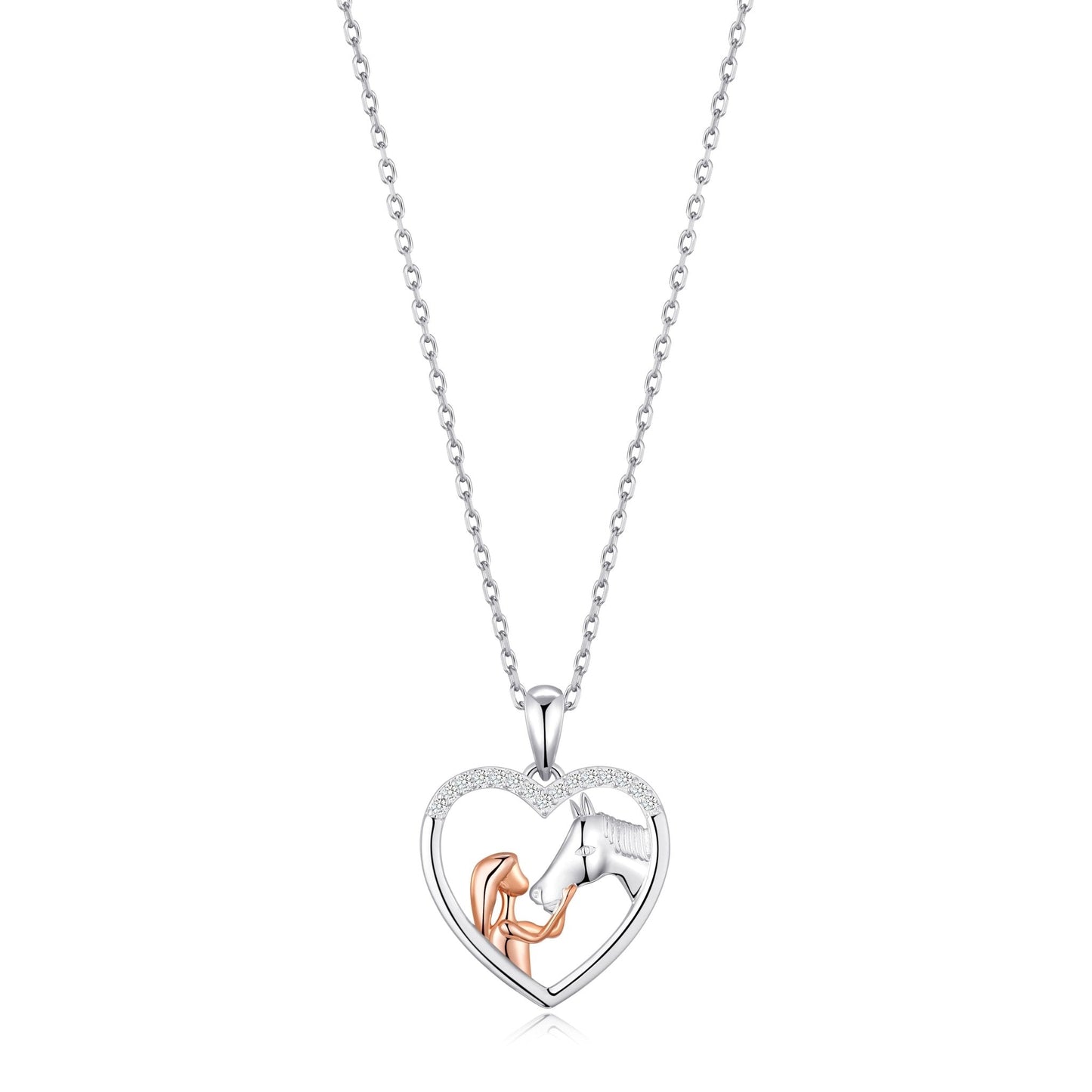 Aurora – Collar Corazón con Caballo Elegante