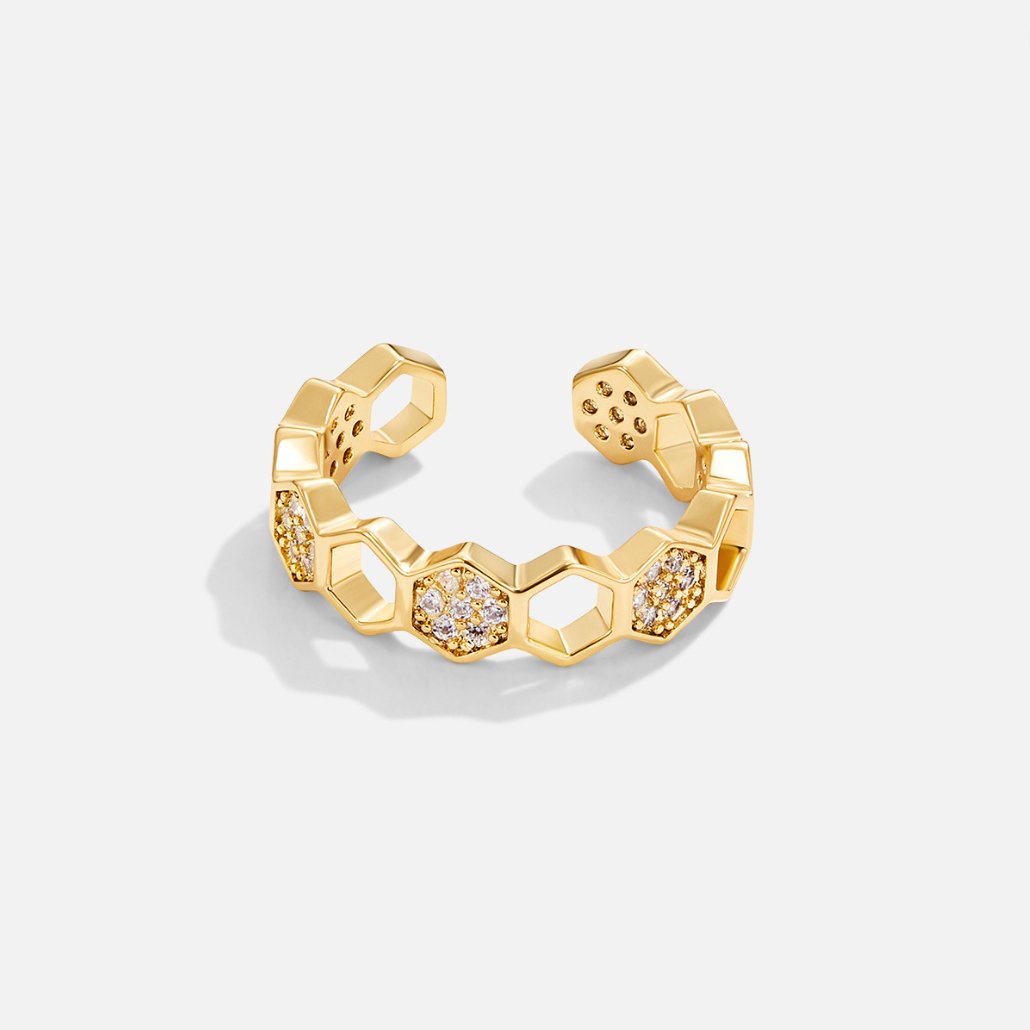 Melina – Anillo Rayos de Miel en Oro y Cristal