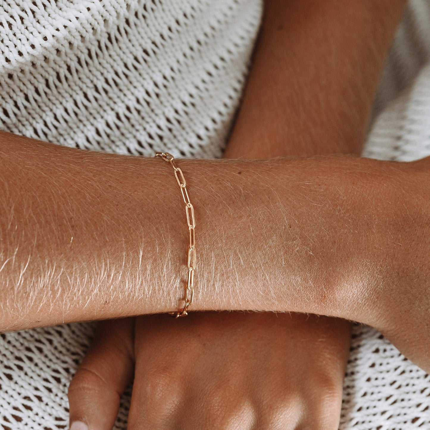 Cozumel – Pulsera Cadena Paperclip Dorada