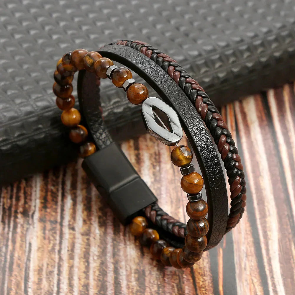 Kaelen – Pulsera Cuero & Ojo de Tigre Protector