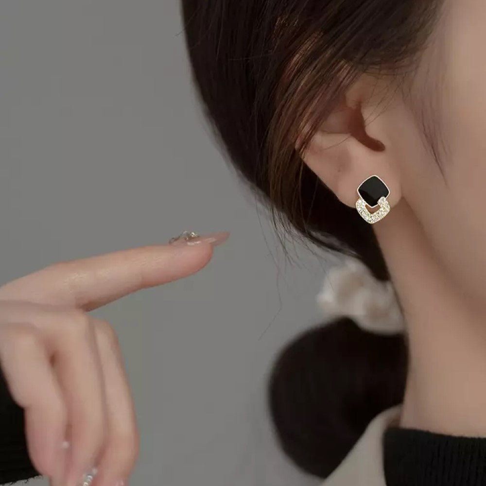 Pendientes Geométricos - Pendientes de Circón Negro