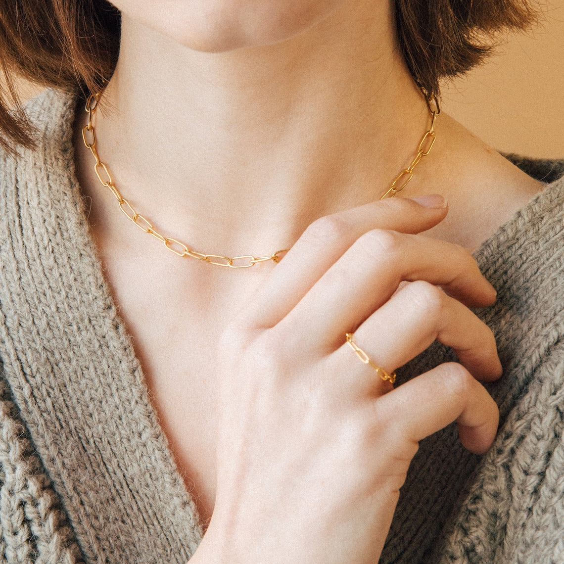 Collar de eslabones con clip - Collar de eslabones en capas