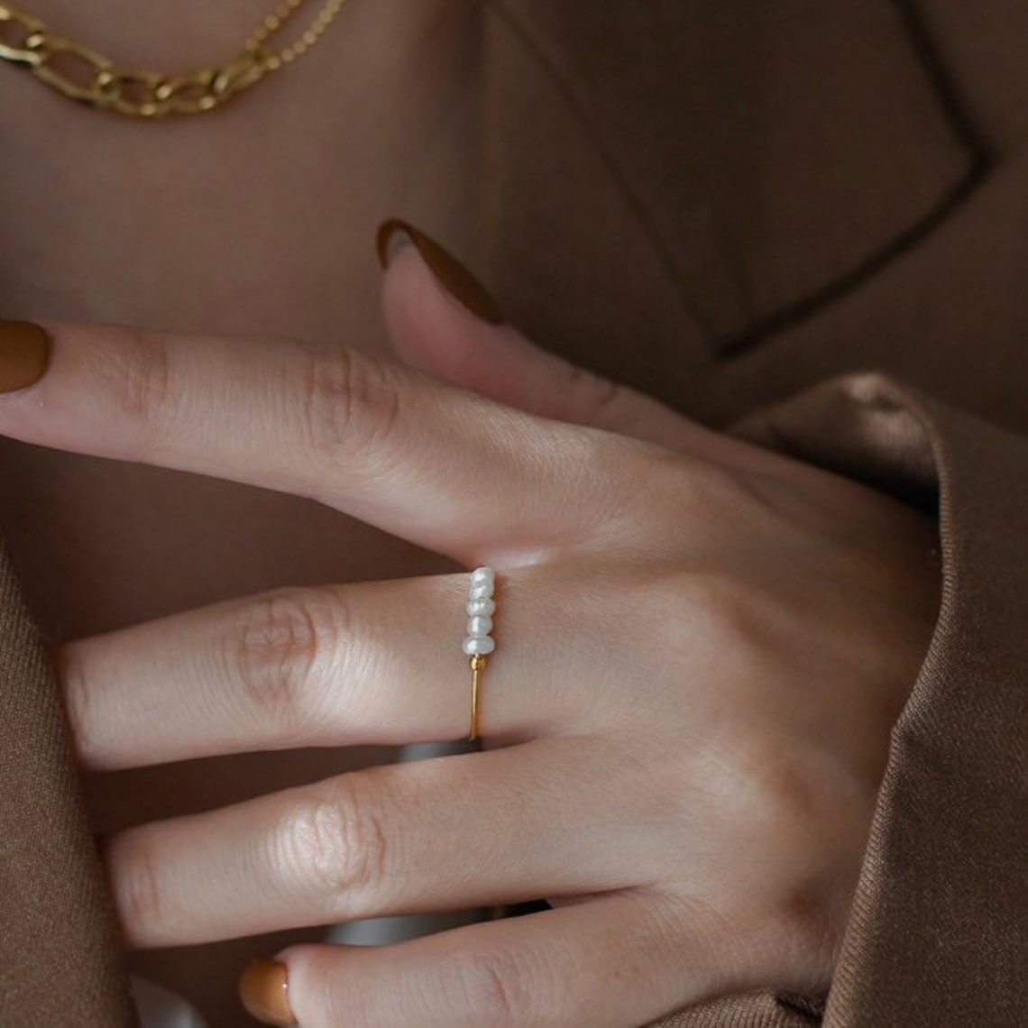 Mini anillo de perlas de agua dulce