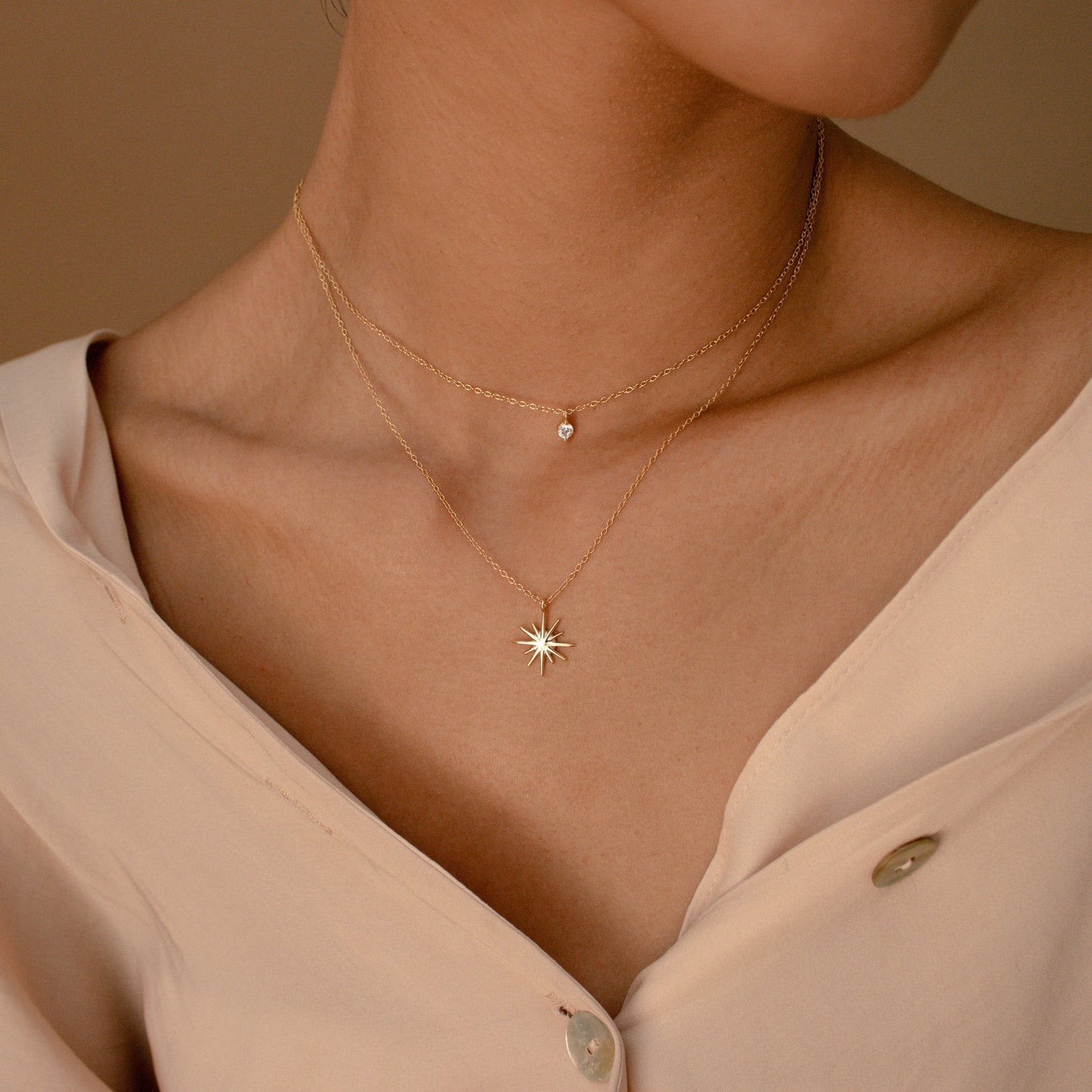 Doble capa Collar de Estrella - Collar Starburst Duo