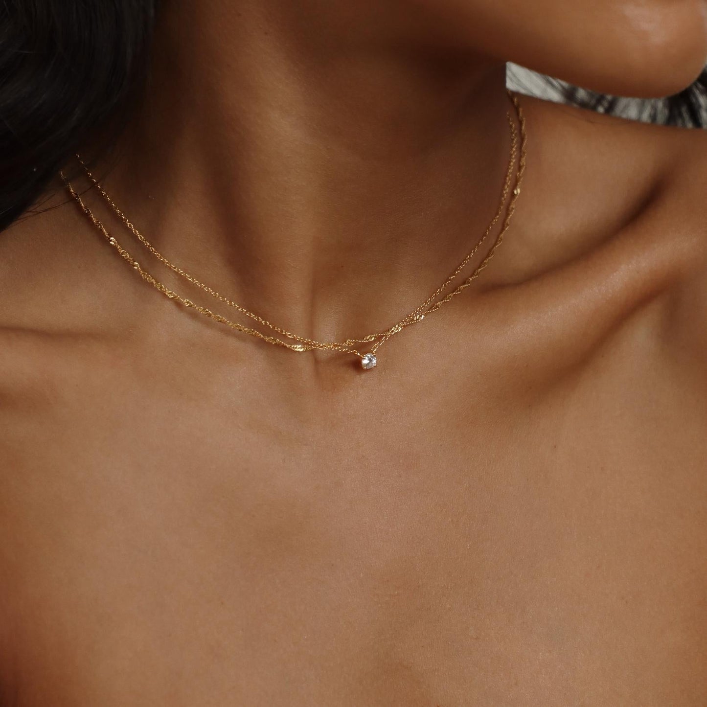 Collar de diamantes delicado - Collar con incrustación de piedras