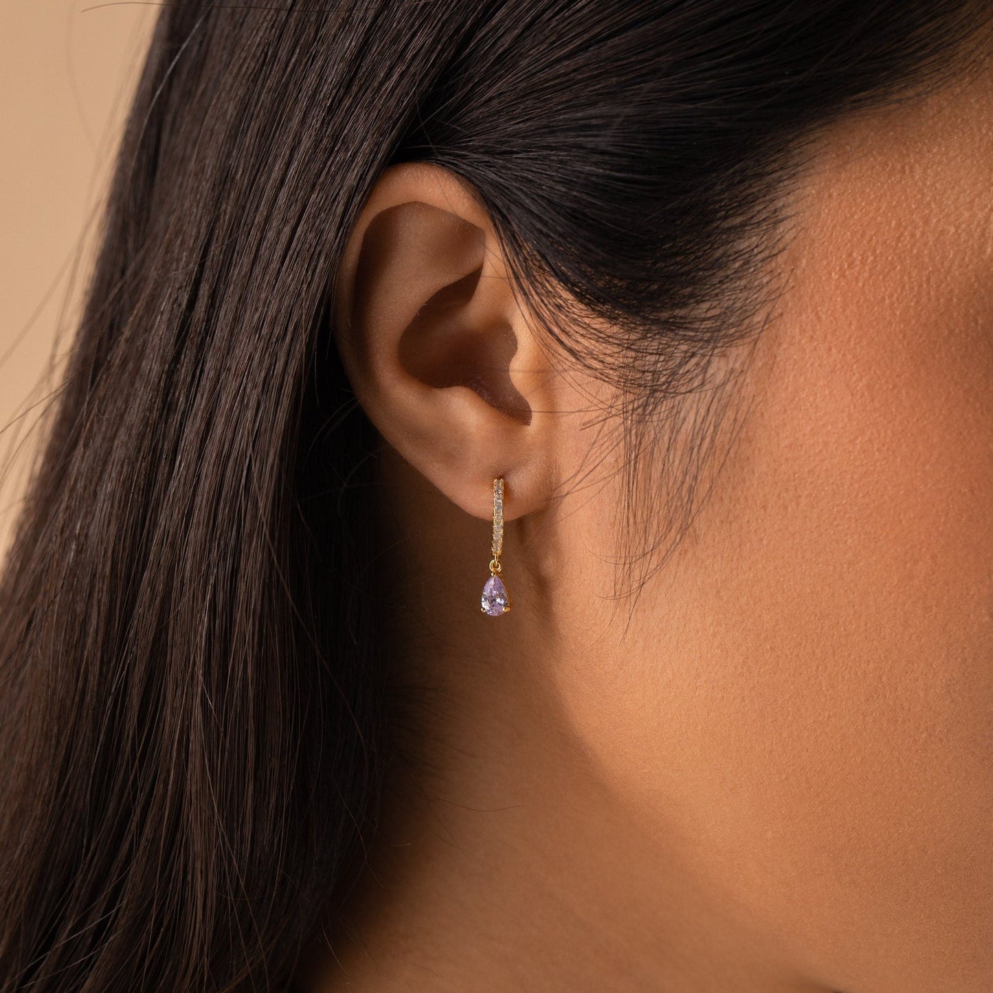 Pendientes Huggies de Piedra de Nacimiento - Pendientes de Strass