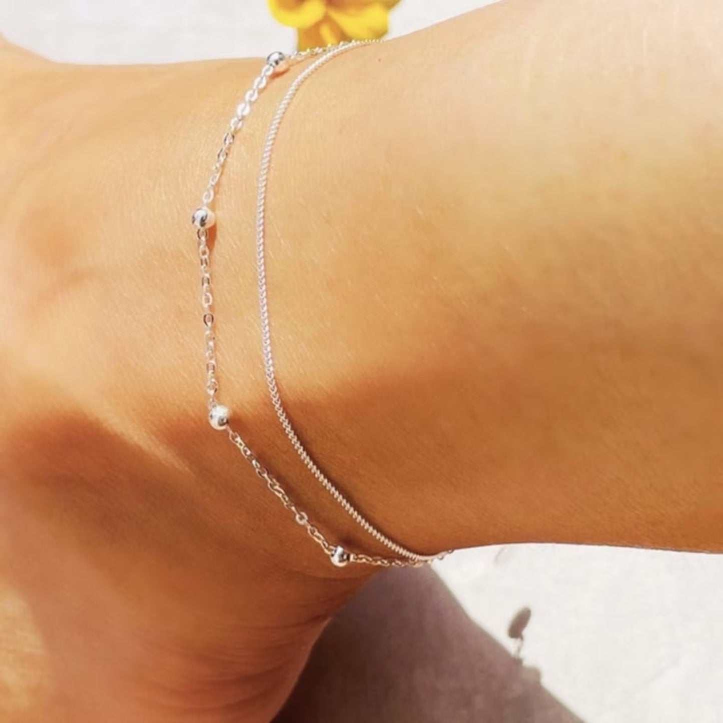 2 Estilo Pulsera de Tobillo de Plata