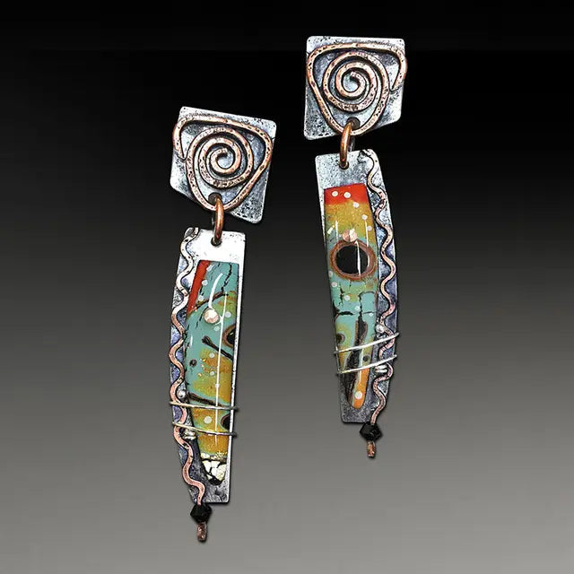 Tara – Pendientes Étnicos en Plata y Esmalte Multicolor