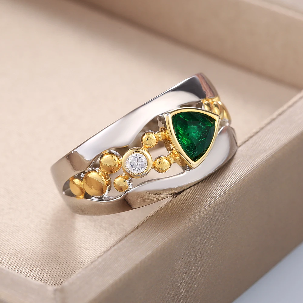 Emera – Anillo Vintage con Cristal Verde
