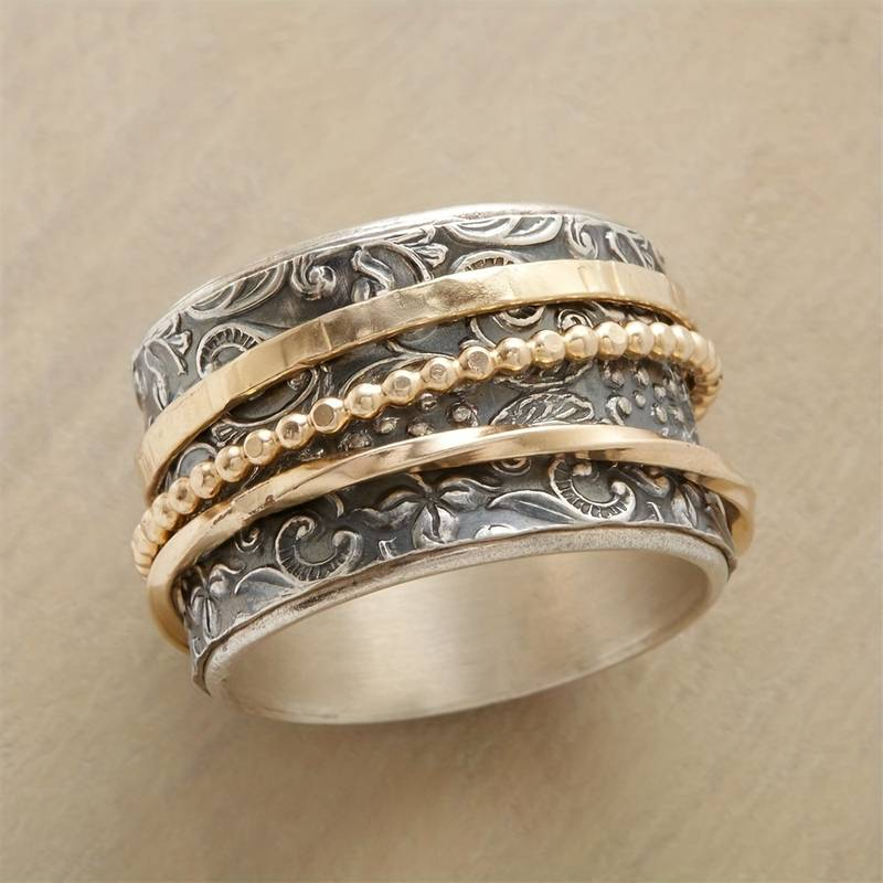 Alodia – Anillo Vintage Oro & Plata Antiguo