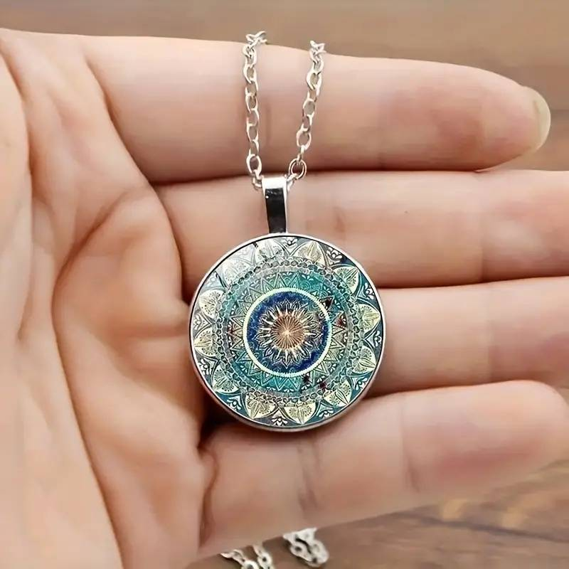Florine – Collar Vintage Mandala Redondo Azul