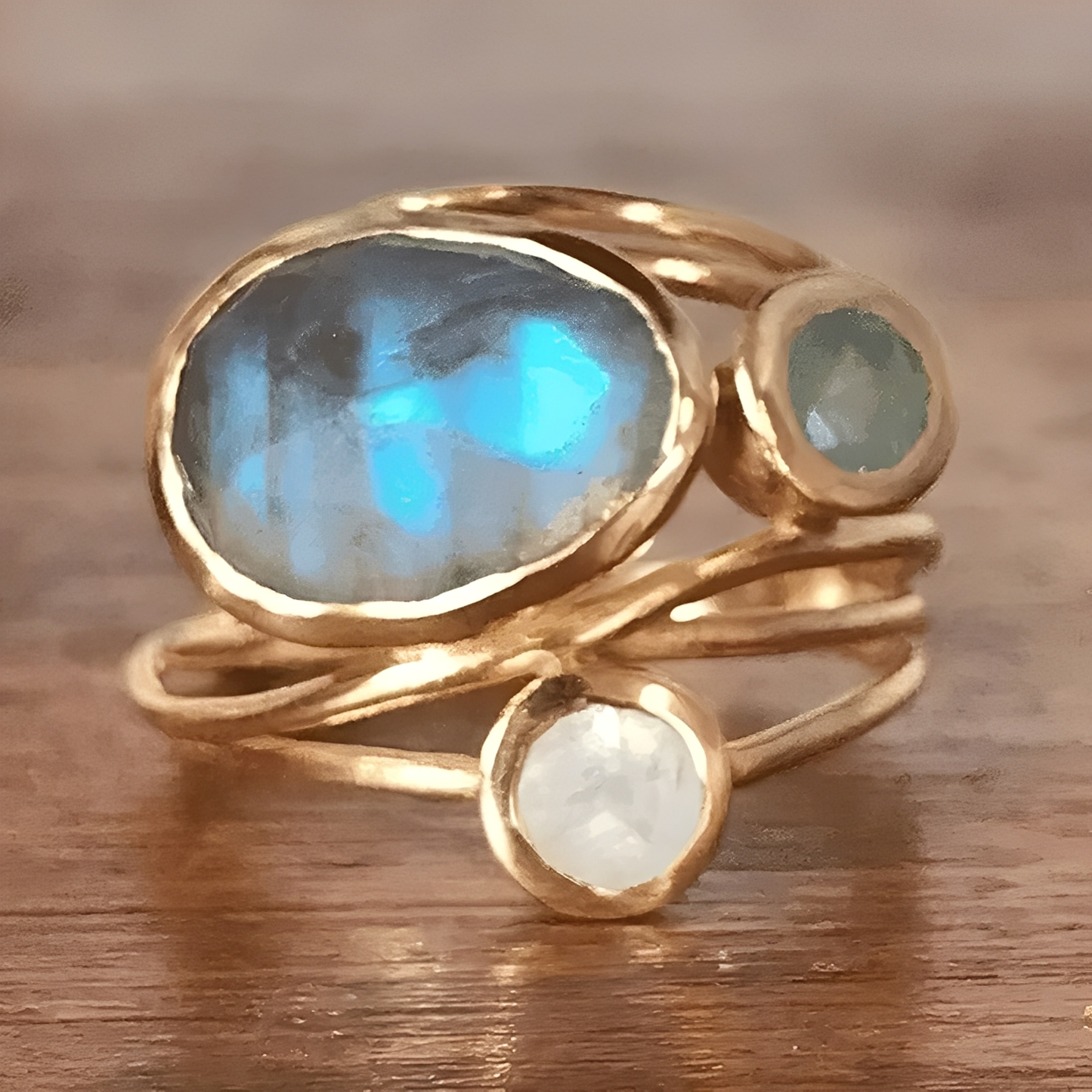Luna – Anillo de Piedra de Luna Azul
