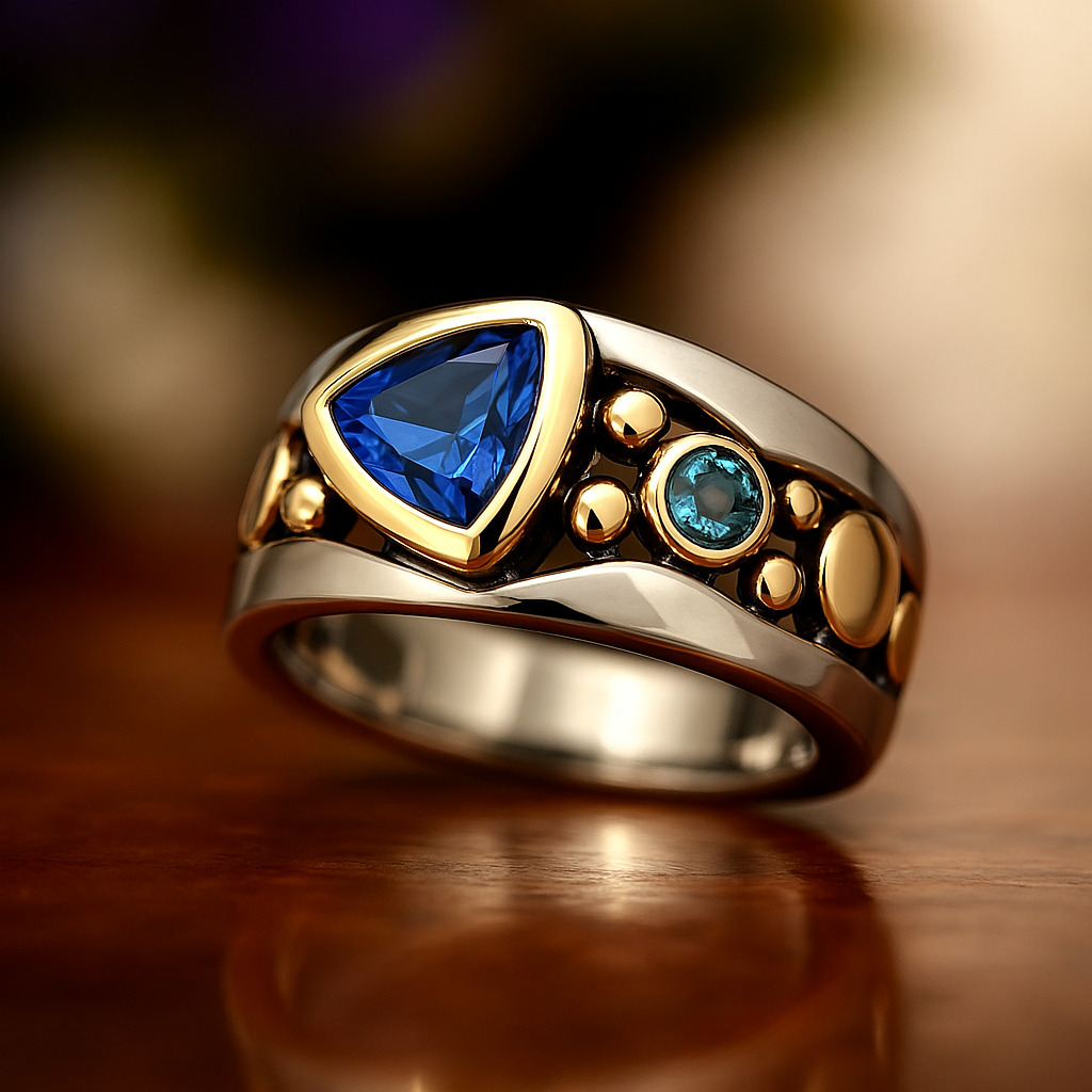 Yana – Anillo Vintage con Cristal Azul